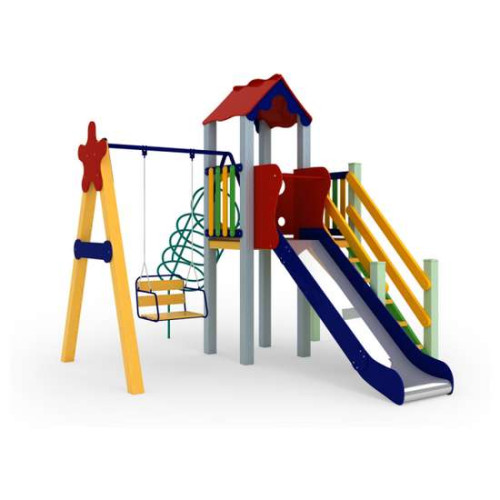 Детский игровой уличный комплекс Заяц с горкой и качелями