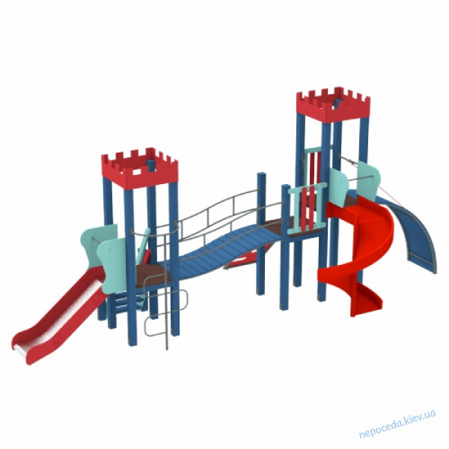 Детская площадка с 2 горками без качелей