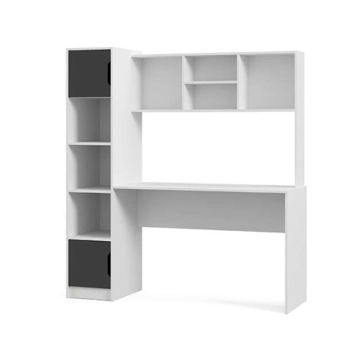 Стіл письмовий з пеналом білий корпус з чорним фасадом