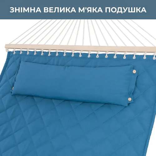 Стойка для гамака 50х50+двухместный гамак SOFT голубой XXL 200x140см с планками ✅ хорошие характеристики Стойка для гамака 50х50+двухместный гамак SOFT голубой XXL 200x140см с планками ✅ хорошие характеристики фото5