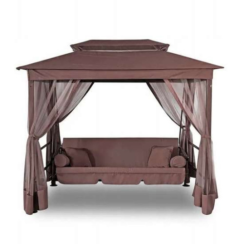 Розкладна садова гойдалка + павільйон з москітною сіткою PANAMA бежева на дачу