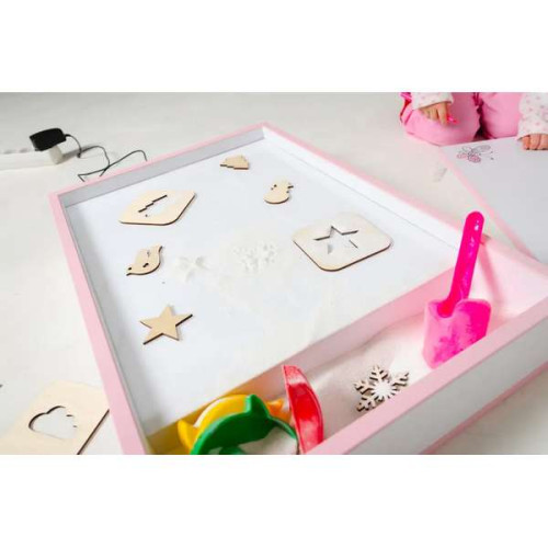 Световой детский стол-планшет для песочной анимации лайтбокс розовый