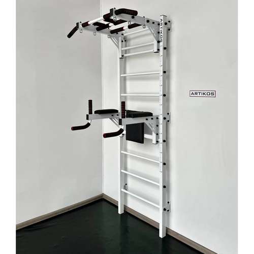 Шведська стінка з турніком і брусами біла Artikos