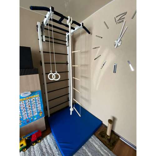 Шведська стінка біло-чорна дитячий набір і мат гімнастичний