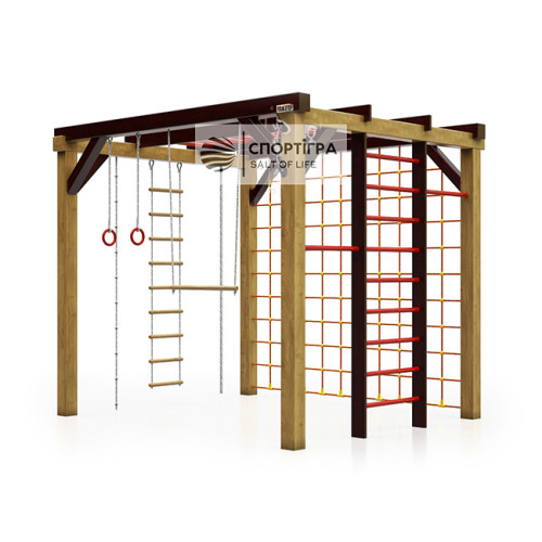 Деревянный уличный спортивный комплекс с навесными элементами Деревянный уличный спортивный комплекс с навесными элементами