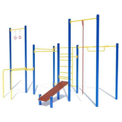 Спортивный комплекс Воркаут W229 на спортплощадку с жимами и кольцами Спортивный комплекс Воркаут W229 на спортплощадку с жимами и кольцами