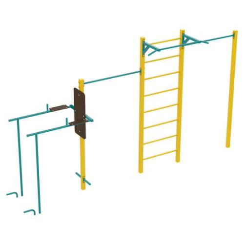 Уличный металлический спортивный комплекс Козак уличный со шведской стенкой, брусьями и турниками