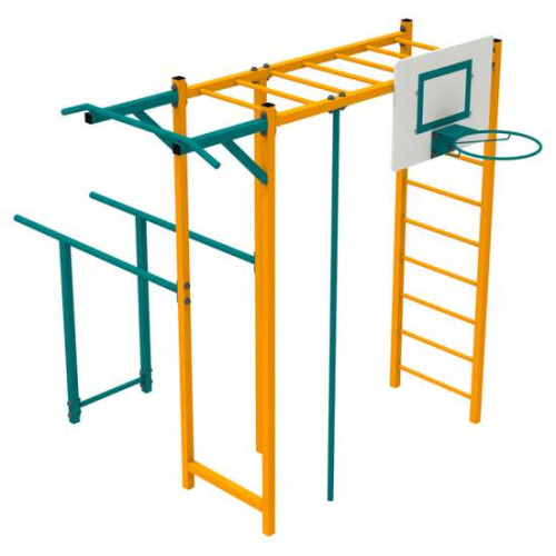 Спортивний вуличний комплекс Сила металевий з рукоходом, брусами і баскетбольним кільцем