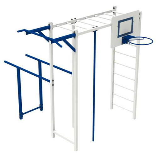 Вуличний металевий спортивний комплекс Сила з баскетбольним кільцем, рукоходом і брусами