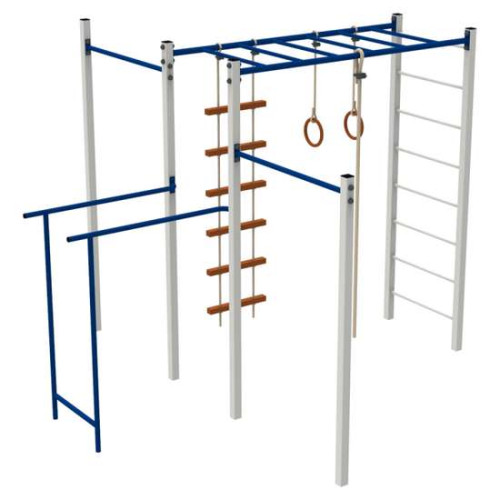 Спортивный уличный металлический комплекс Тренировочный с рукоходом, брусьями и турниками