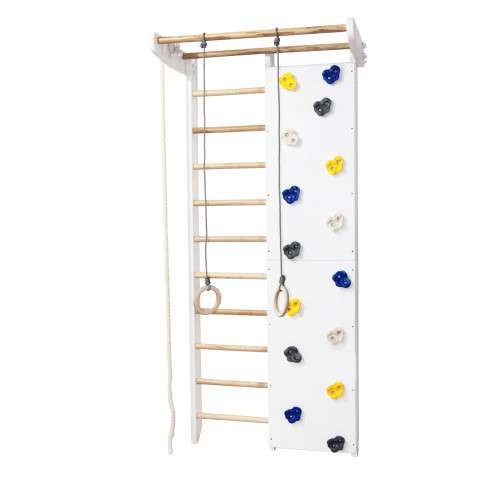 Спортивный уголок КОМБИК БЕЛО-ЛАК - СКЕЛЕЛАЗ с канатом и кольцами