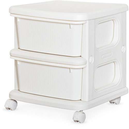 Стеллаж для игрушек и книг Oscar белый на 2 контейнера и на колесах