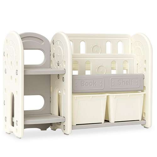 Стеллаж для игрушек и книг Kubik белый на ножках с контейнерами
