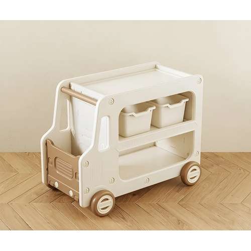 Стеллаж-машинка с контейнерами Lorry коричнево-белый