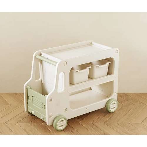 Стеллаж-машинка с контейнерами Lorry салатово-белый