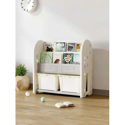 Книжная полка с контейнерами Clocky серая