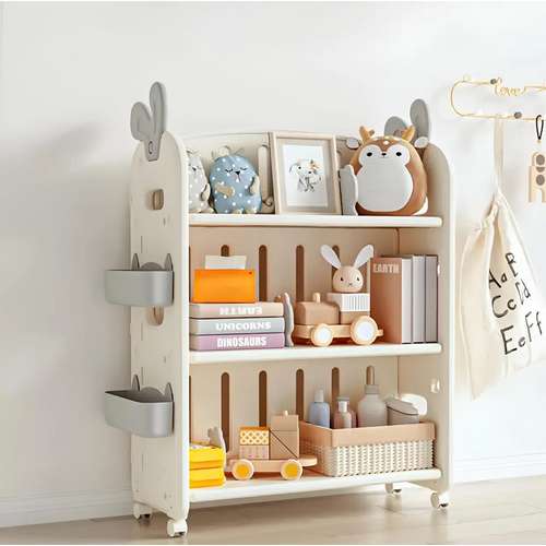 Двухсторонний стеллаж на колесиках 2в1 Multi бело-серый