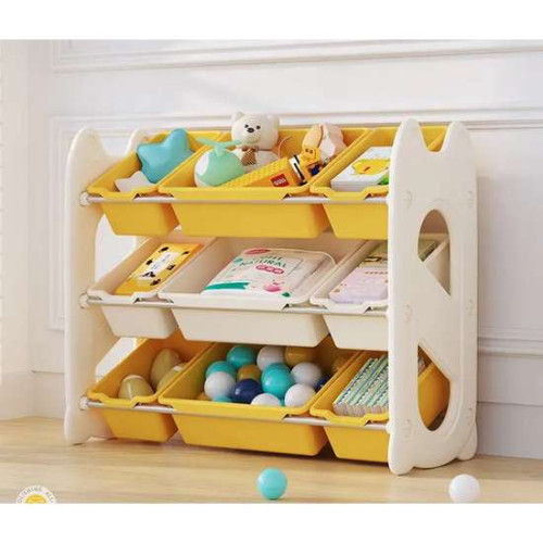 Стеллаж с контейнерами Kitty желто-белый