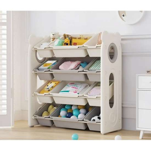 Стелаж з контейнерами Teddy L сіро-білий