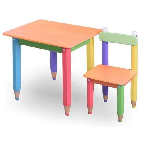 Дитячий набір "Олівчики" 60х40 з пеналом та стільчиком 1шт (колір стільниці - помаранчевий)  Є в наявності 3 657 грн. 1  Моде