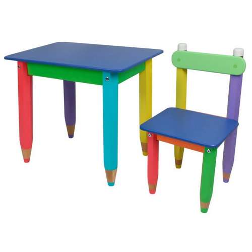 Дитячий набір "Олівчики" 60х40 без пенала та стільчиком 1шт (колір стільниці - синій)