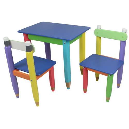 Дитячий набір "Олівчики" 60х40 столик без пенала та 2 стільчики (колір стільниці - синій)