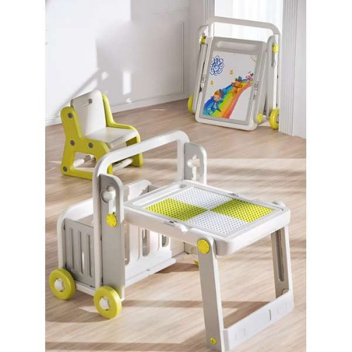 Детский игровой стол-трансформер 6в1 Lorry серо-салатовый