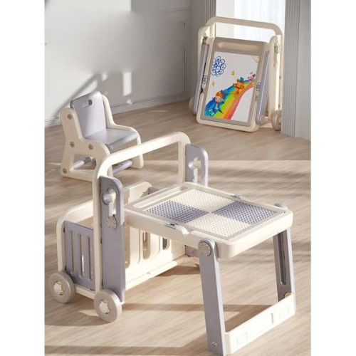 Стол-трансформер детский 6в1 Lorry серый с ящиком на колесиках