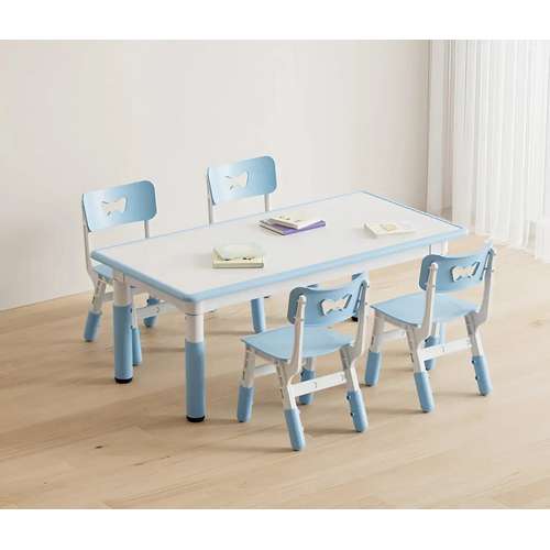 Детский регулируемый столик с мольбертом и 4 стула (голубой)