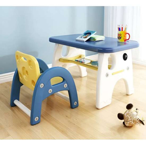 Дитяча пластикова парта з стільцем Study жовто-синій