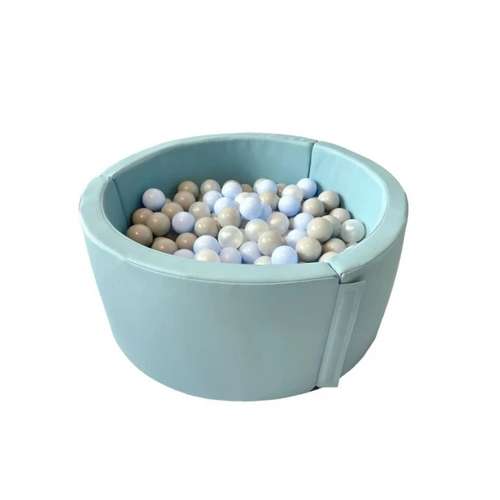 Детский сухой бассейн Круг 90см с шариками экокожа голубого цвета