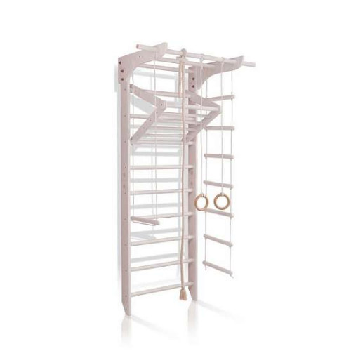 Шведская стенка белая деревянная 1-Lux 2-220 с навесным турником