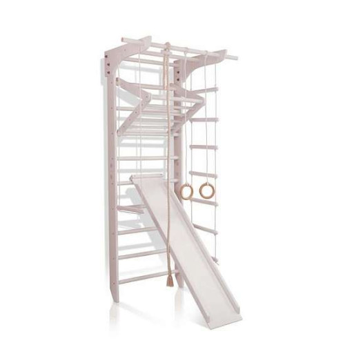 Шведская стенка белая из натурального дерева 1-Lux 3-240 с горкой и навесным турником Шведская стенка белая из натурального дерева 1-Lux 3-240 с горкой и навесным турником