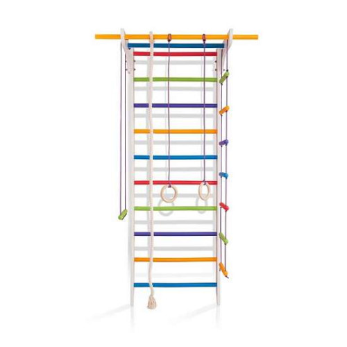 Шведская стенка деревянная 11-Lux 1-220 белая с навесным оборудованием Шведская стенка деревянная 11-Lux 1-220 белая с навесным оборудованием