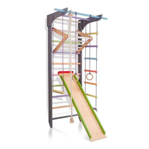 Шведская стенка из натурального дерева 12-Lux 3-240 с горкой и навесным турником