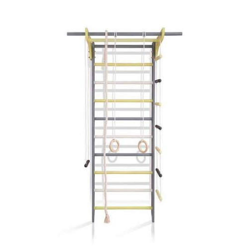 Шведская стенка деревянная 2-Lux 1-220 графитово-белая с навесным оборудованием Шведская стенка деревянная 2-Lux 1-220 графитово-белая с навесным оборудованием