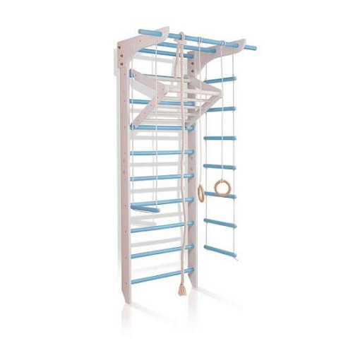 Шведская стенка бело-голубая деревянная 3-Lux 2-220 с навесным турником Шведская стенка бело-голубая деревянная 3-Lux 2-220 с навесным турником