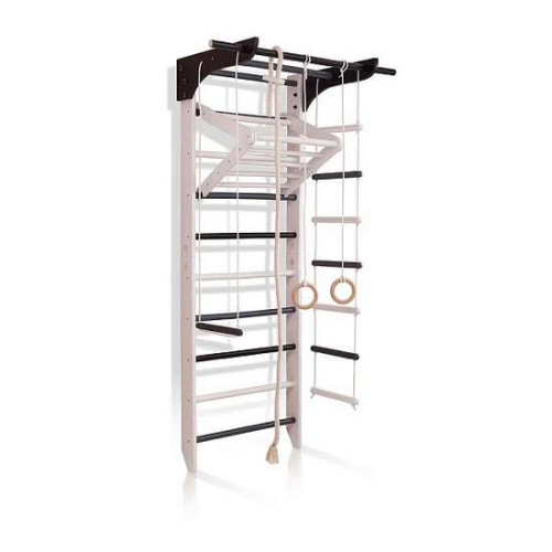 Детская шведская стенка с дерева 4-Lux 2-240 бело-черная с навесным турником