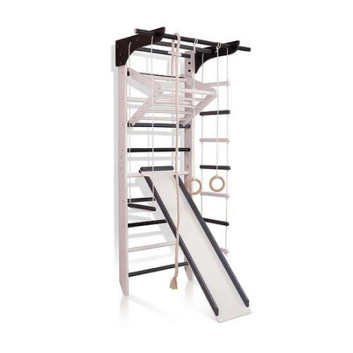 Шведская стенка с дерева 4-Lux 3-220 бело-черная с доской для пресса