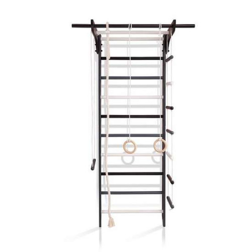 Шведская стенка деревянная 6-Lux 1-220 черно-белая с навесным оборудованием Шведская стенка деревянная 6-Lux 1-220 черно-белая с навесным оборудованием