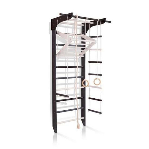 Шведская стенка черно-белая деревянная 6-Lux 2-220 с навесным турником