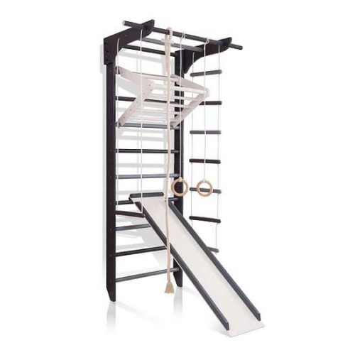 Шведская стенка с дерева 7-Lux 3-220 черно-белая с доской для пресса