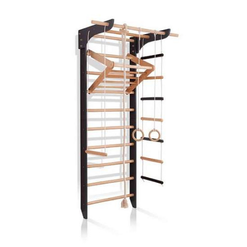 Шведская стенка черная деревянная 9-Lux 2-220 с навесным турником Шведская стенка черная деревянная 9-Lux 2-220 с навесным турником