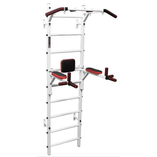 Металлическая шведская стенка №3 с турником и брусьями белая