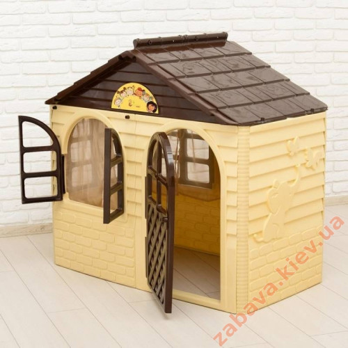 Дитячий ігровий будиночок Бежевий зі шторками для дому та вулиці Дитячий ігровий будиночок Бежевий зі шторками для дому та вулиці