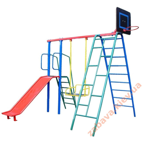 Спортивный детский комплекс для улицы c горкой "Баскетбол"