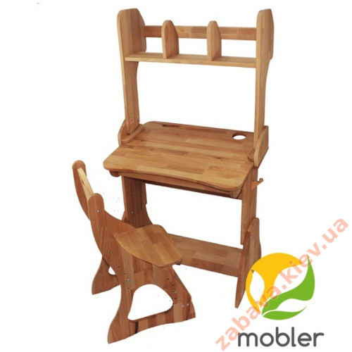 Стол парта для школьника с надстройкой (ширина 70см) и стул из дерева