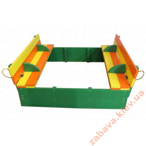 Детская песочница с крышкой цветная 140х140 (добротная)