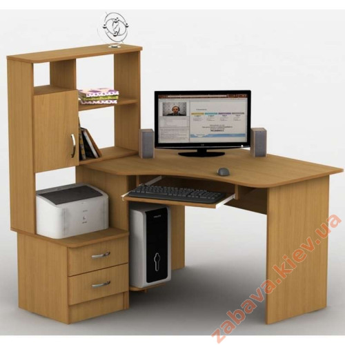 Кутовий комп'ютерний стіл Тиса-1 з надбудовою купити за ціною 8 350 грн. Кутовий комп'ютерний стіл Тиса-1 з надбудовою купити за ціною 8 350 грн.