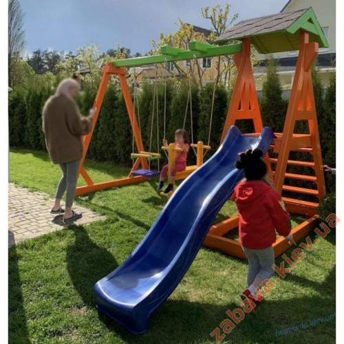 Детский игровой комплекс горка качели "Woody" деревянный